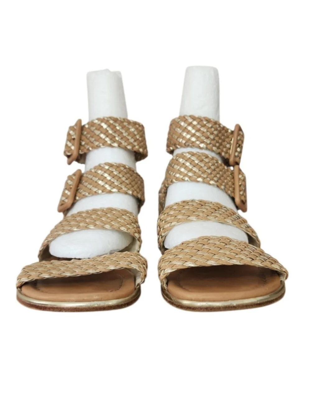 Donald J Pliner Gold Tan Woven Leather Gladiator Sandals Size 6M